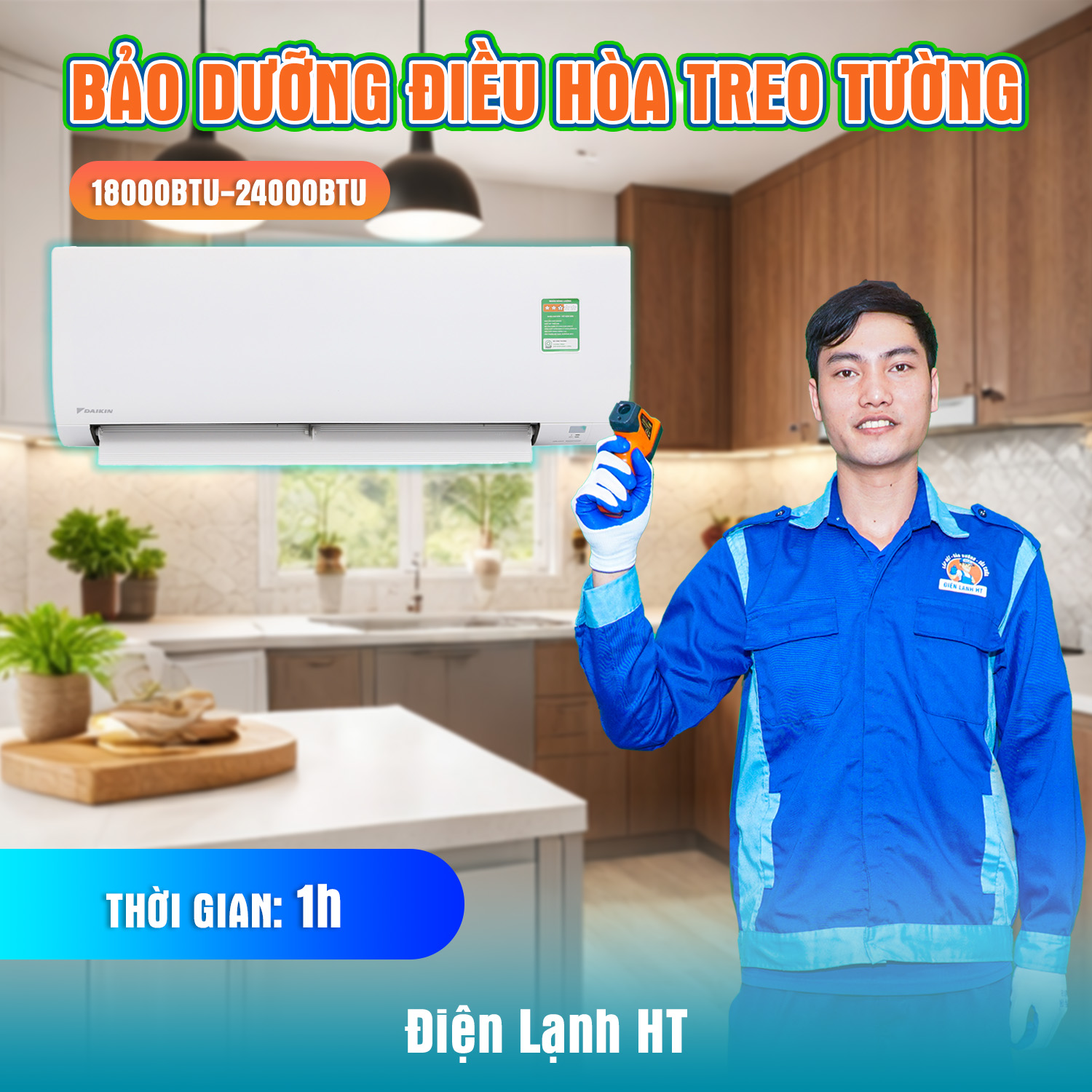 BẢO DƯỠNG ĐIỀU HÒA TREO TƯỜNG (18000 - 24000 BTU)