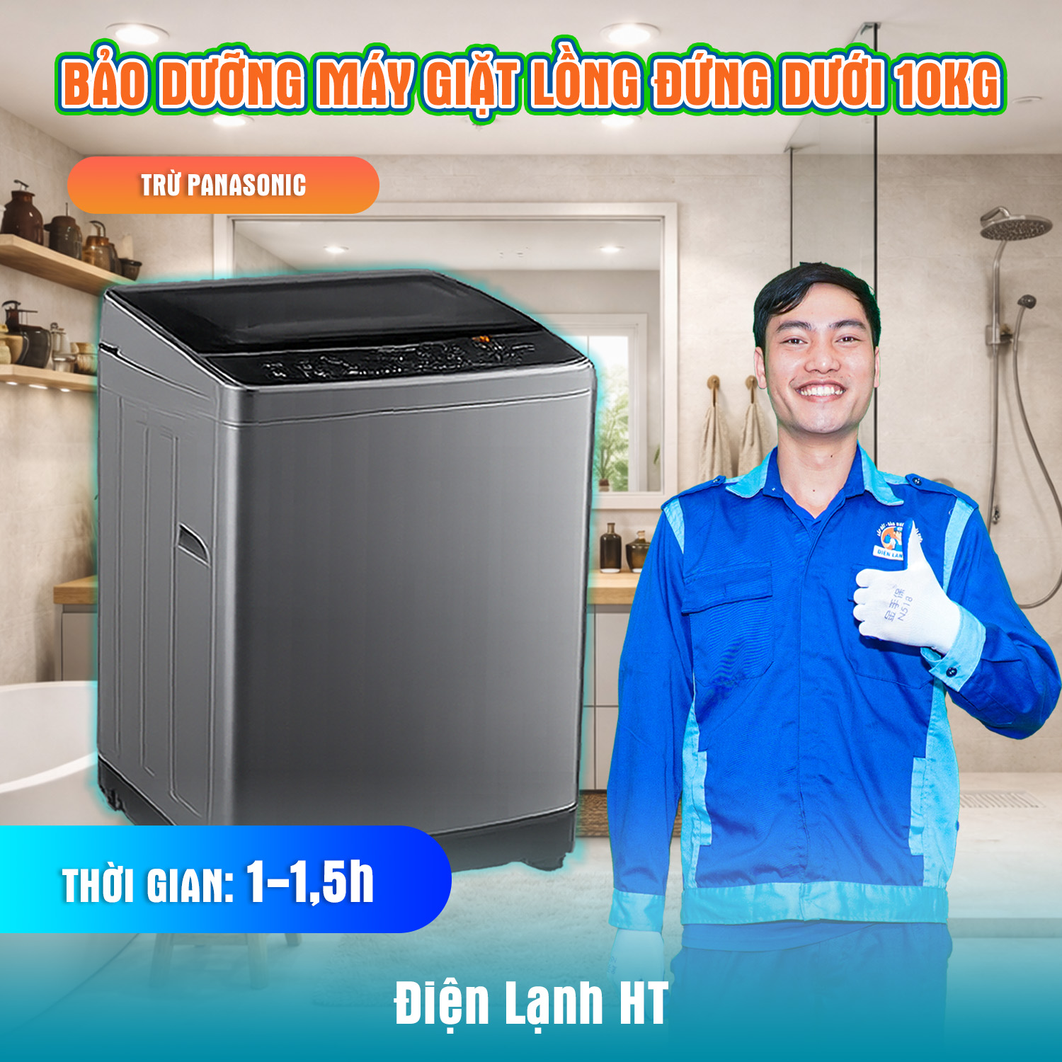 Bảo dưỡng máy giặt lồng đứng dưới 10KG