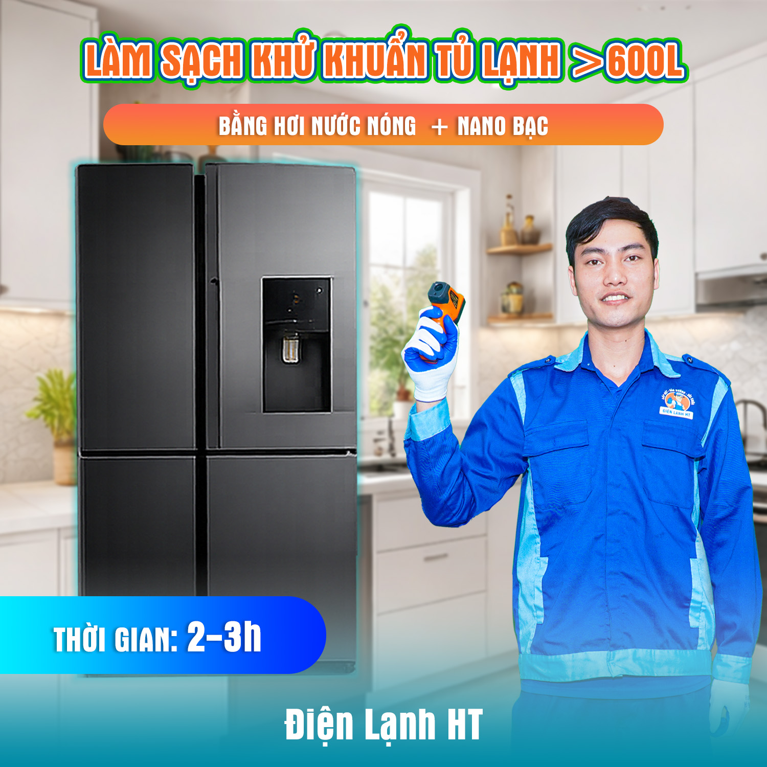 Làm sạch khử khuẩn tủ trên 600L