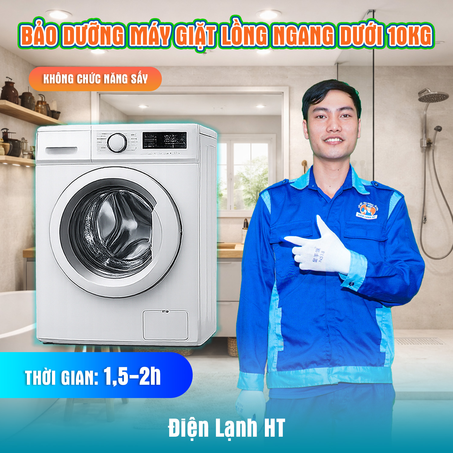Vệ sinh máy lồng ngang dưới 10KG