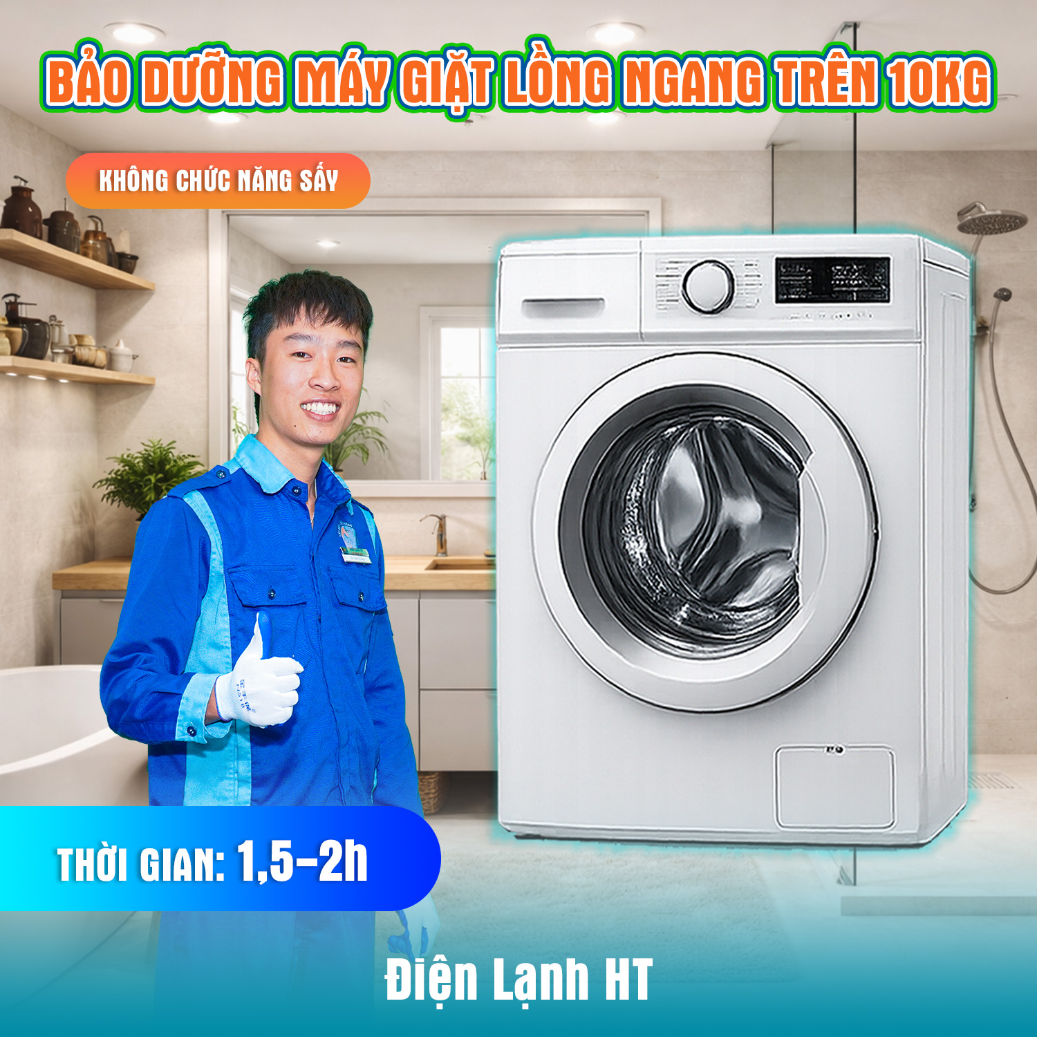 Bảo dưỡng máy giặt lồng ngang trên 10KG